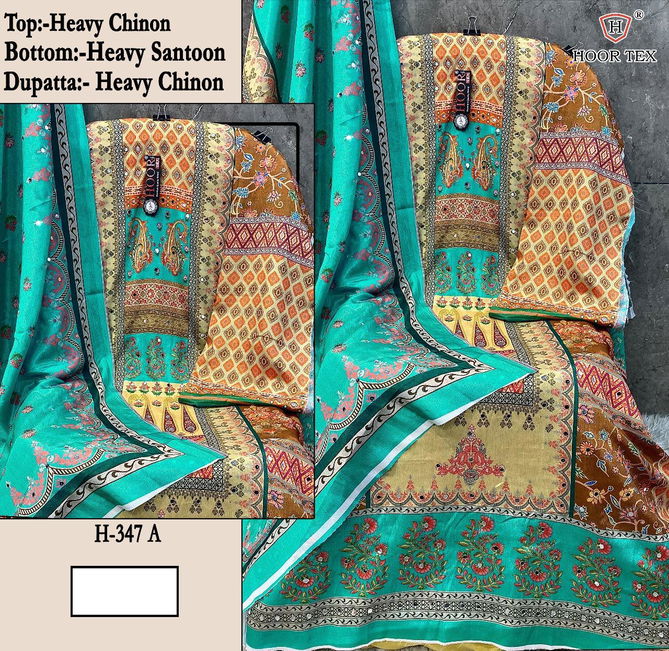 Hoor Tex H 347 Chinon Printed Wear Pakistani Salwar Suit Wholesale Price In Surat